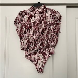 Express Hot Pink, Black, and White Patterned Bodysuit